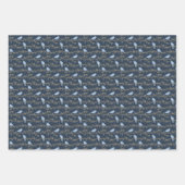 Blauwe vogelkaarten inpakpapier vel (Voorkant 2)