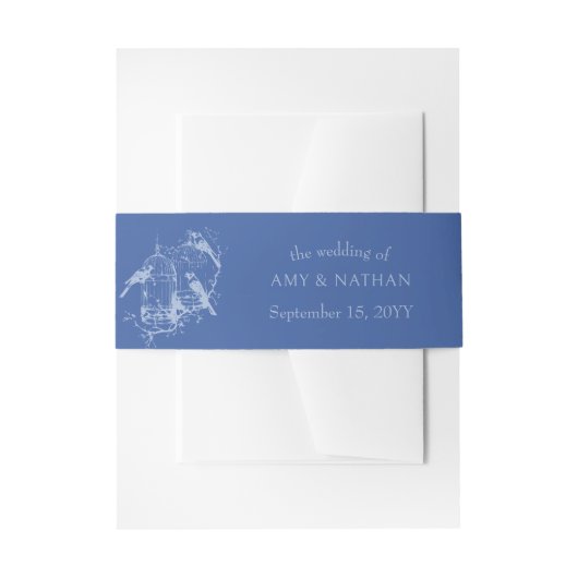 Blauwe Vogelkooi Bruiloft Uitnodigingen Wikkel (Voorkant Voorbeeld)
