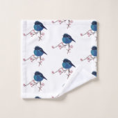 Blauwe vogelkunst bad handdoek (Wasdoekje)