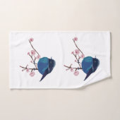 Blauwe vogelkunst bad handdoek (Handdoek)