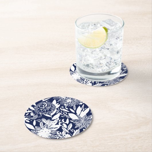  Blauwe Vogelliefde Floral Tuin Ronde Kartonnen Onderzetter (Insitu)