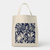 Blauwe Vogelliefde Floral Tuin Tote Bag (Achterkant)
