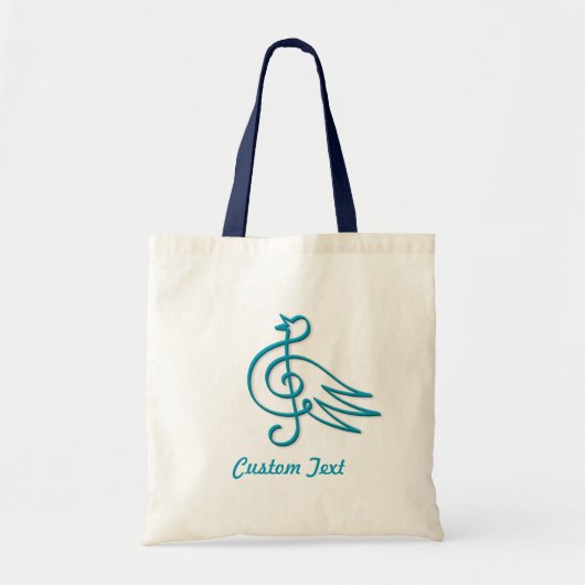 Blauwe vogelmuziek grote canvas tas (Voorkant)