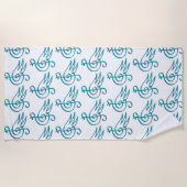 Blauwe vogelmuziek strandlaken (Voorkant)