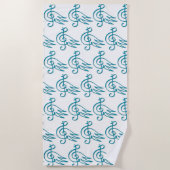 Blauwe vogelmuziek strandlaken (Voorkant)