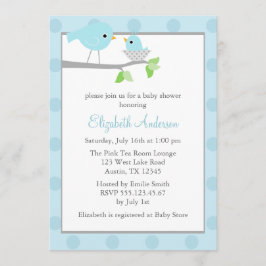 Blauwe vogelnestBaby shower Kaart