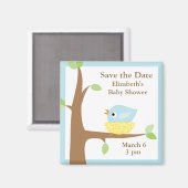 Blauwe vogelnestBaby shower Magneet (Voorkant / Achterkant)