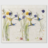 Blauwe vogelpest Daffodil Narcissus Flowers Cadeaupapier (Vlak)