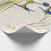 Blauwe vogelpest Daffodil Narcissus Flowers Cadeaupapier (Hoek)