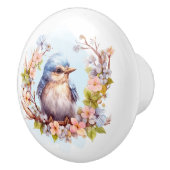 Blauwe vogelpest keramische knop (Rechts)