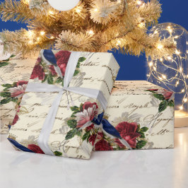blauwe vogelpest kerstmis cadeaupapier