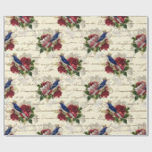  blauwe vogelpest kerstmis cadeaupapier (Vlak)