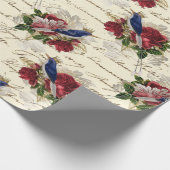  blauwe vogelpest kerstmis cadeaupapier (Hoek)