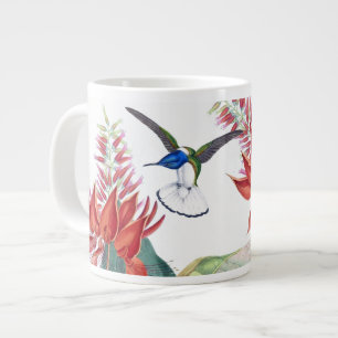 Blauwe vogelpest Rode bloemen Jumbo Mok