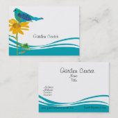 Blauwe vogelpest Zonnebloem Waterverf voor het kle Visitekaartje (Voorkant / Achterkant)