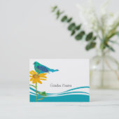 Blauwe vogelpest Zonnebloem Waterverf voor het kle Visitekaartje (Staand voorkant)