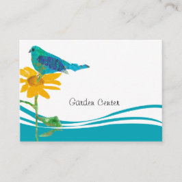 Blauwe vogelpest Zonnebloem Waterverf voor het kle Visitekaartje