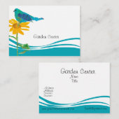 Blauwe vogelpest Zonnebloem Waterverf voor het kle Visitekaartje (Voorkant / Achterkant)