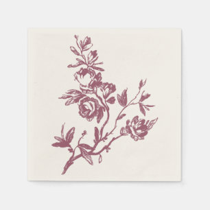 Blauwe vogelroze Dank je Floral Heart Napkins Servetten