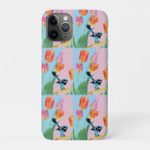 Blauwe vogelroze en blauwe bloemen Case-Mate iPhone case (Achterkant)