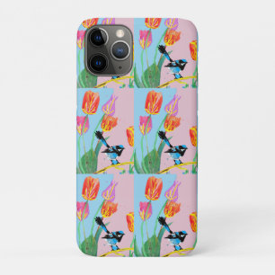 Blauwe vogelroze en blauwe bloemen Case-Mate iPhone case