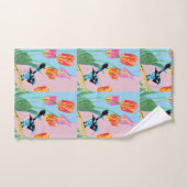 Blauwe vogelroze en blauwe bloemen handdoekset bad handdoek (Handdoek)