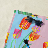 Blauwe vogelroze en blauwe bloemen strandlaken (In situ)