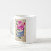 Blauwe vogelroze koffiemok (Voorkant links)