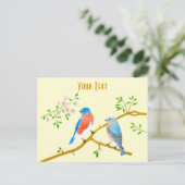 Blauwe vogels ansichtkaart briefkaart (Staand voorkant)