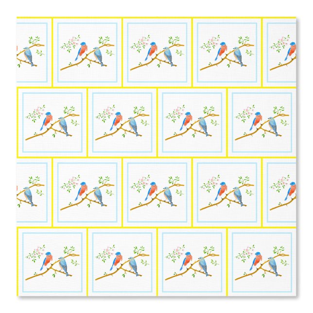 Blauwe Vogels Behang Stickers (Voorkant)