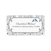 Blauwe Vogels Berken Bruiloft of Generiek Etiket (Voorkant)