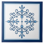 Blauwe vogels blauw en witte vogels op wit tegeltje (Voorkant)