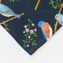 Blauwe vogels Blauw wollen deken