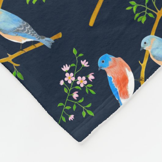 Blauwe vogels Blauw wollen deken (Hoek)
