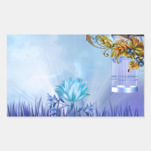 Blauwe vogels Blauwe vijver Vogels Rechthoekige Sticker