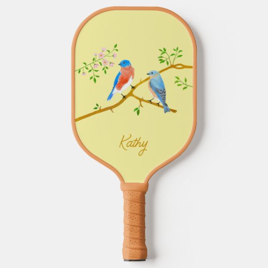 Blauwe vogels Bleek Geel Pickleball Paddle (Voorkant)