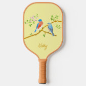 Blauwe vogels Bleek Geel Pickleball Paddle (Achterkant)