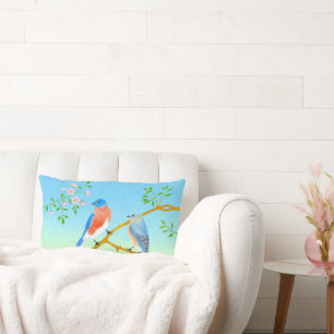 Blauwe vogels Bleekblauw en groen Kussen