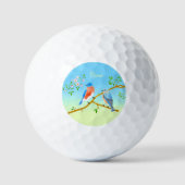 Blauwe vogels Bleekblauw & Groen Golfballen (Voorkant)