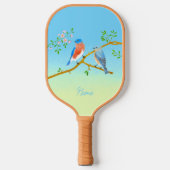 Blauwe vogels Bleekblauw & Groen Pickleball Paddle (Voorkant)