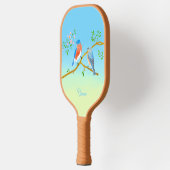 Blauwe vogels Bleekblauw & Groen Pickleball Paddle (Links)