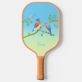Blauwe vogels Bleekblauw & Groen Pickleball Paddle (Achterkant)