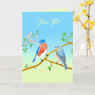 Blauwe vogels Bleekblauw & Groen Vlakke kaart