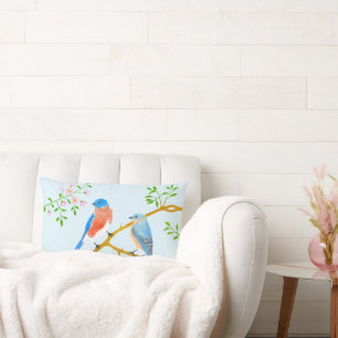 Blauwe vogels Bleekblauw Kussen