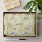 Blauwe Vogels Bleekgele Vloeipapier Tissuepapier (Geschenk)