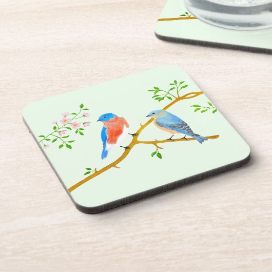 Blauwe vogels Bleekgroene onderzetters (Linkerzijde)