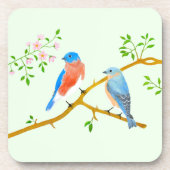 Blauwe vogels Bleekgroene onderzetters (Voorkant)