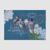  blauwe vogels bloemen Frans weefselboek Tissuepapier (Voorkant)