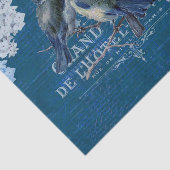  blauwe vogels bloemen Frans weefselboek Tissuepapier (Detail)