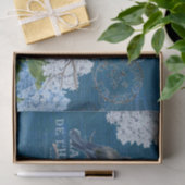  blauwe vogels bloemen Frans weefselboek Tissuepapier (Geschenk)